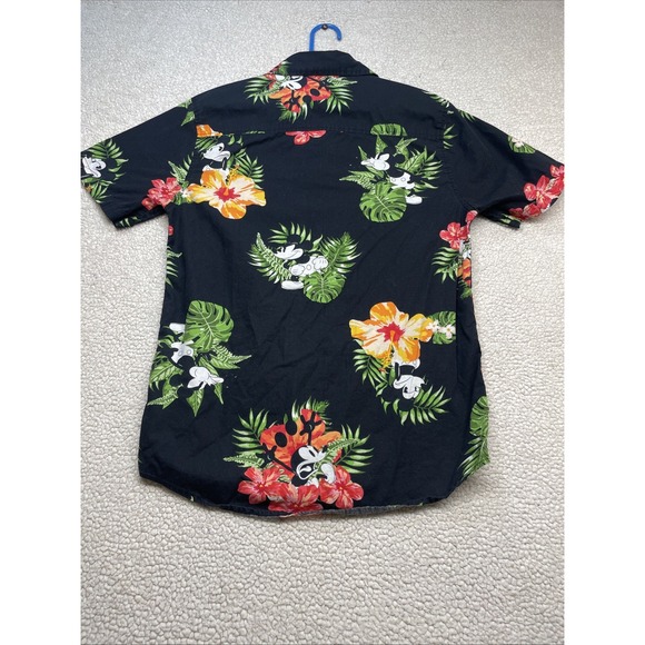 DISNEY MICKEY MOUSE MENS BUTTON SHIRT‎ SIZE Small HAWAIIAN FLORAL 2 TONE POCKET - Picture 5 of 6